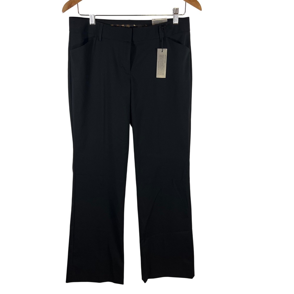Express Editor Original Black Flare Leg Low Rise Luxury Stretch Pants 6L NWT